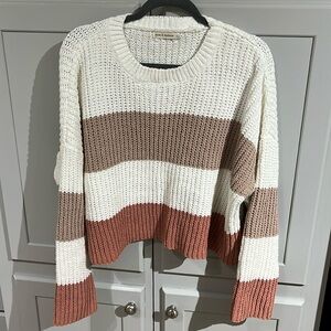 Moon & Madison Striped Cropped Sweater large